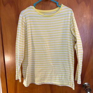Dip Yellow and White Striped Long Sleeve Tee